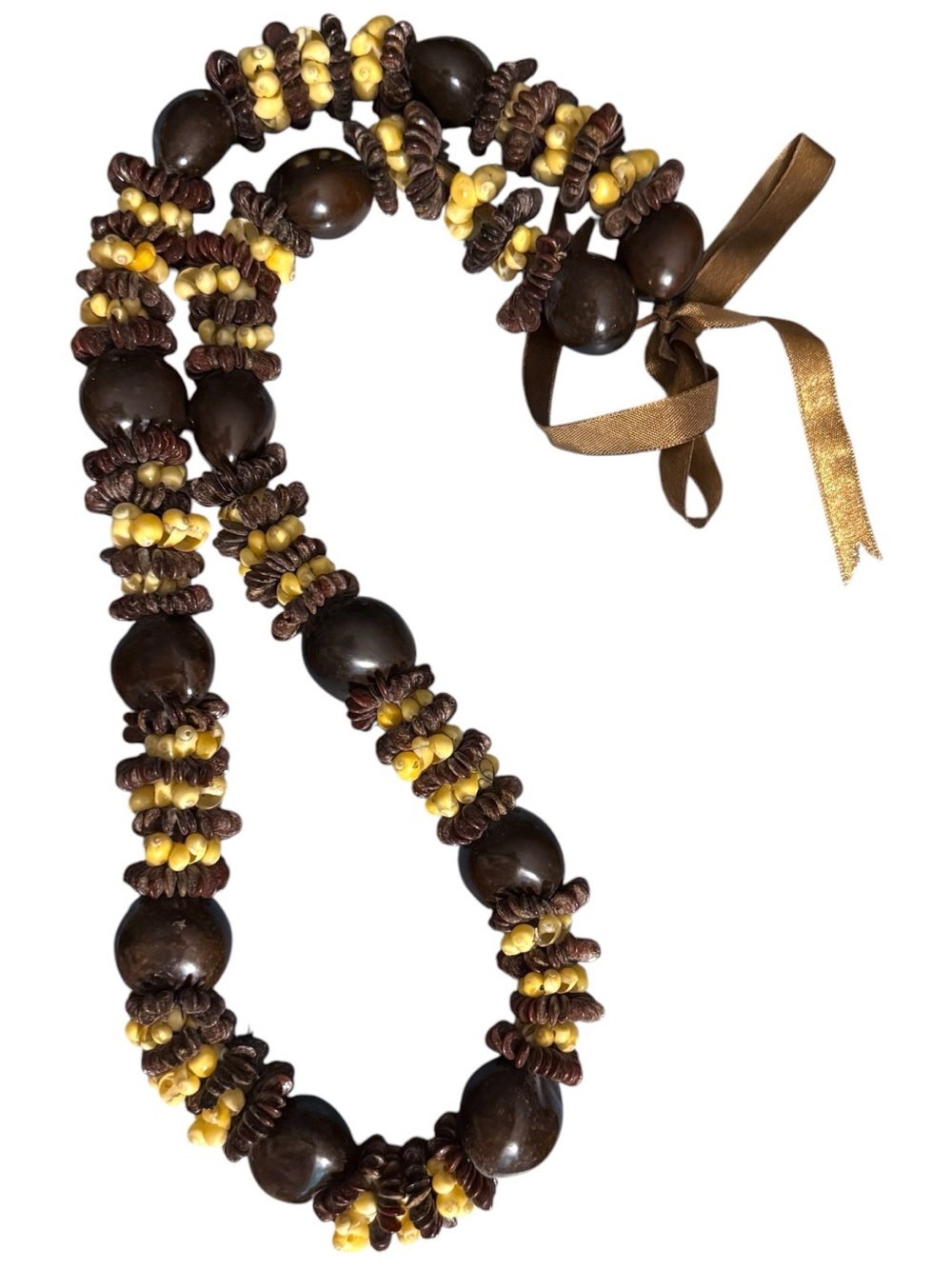 Bundle 3 for $15- Handcrafted Brown and Cream Bead Necklace